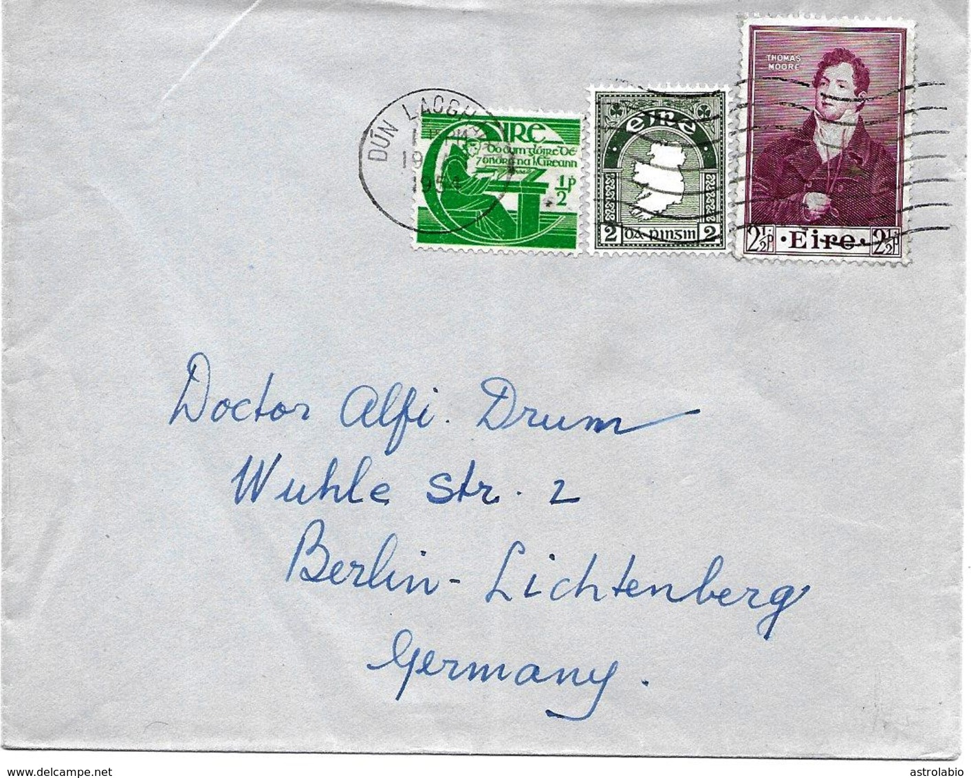 Dún Laughaiere Sur Lettre Vers Allemagne 1954 Cover, Brief - Lettres & Documents