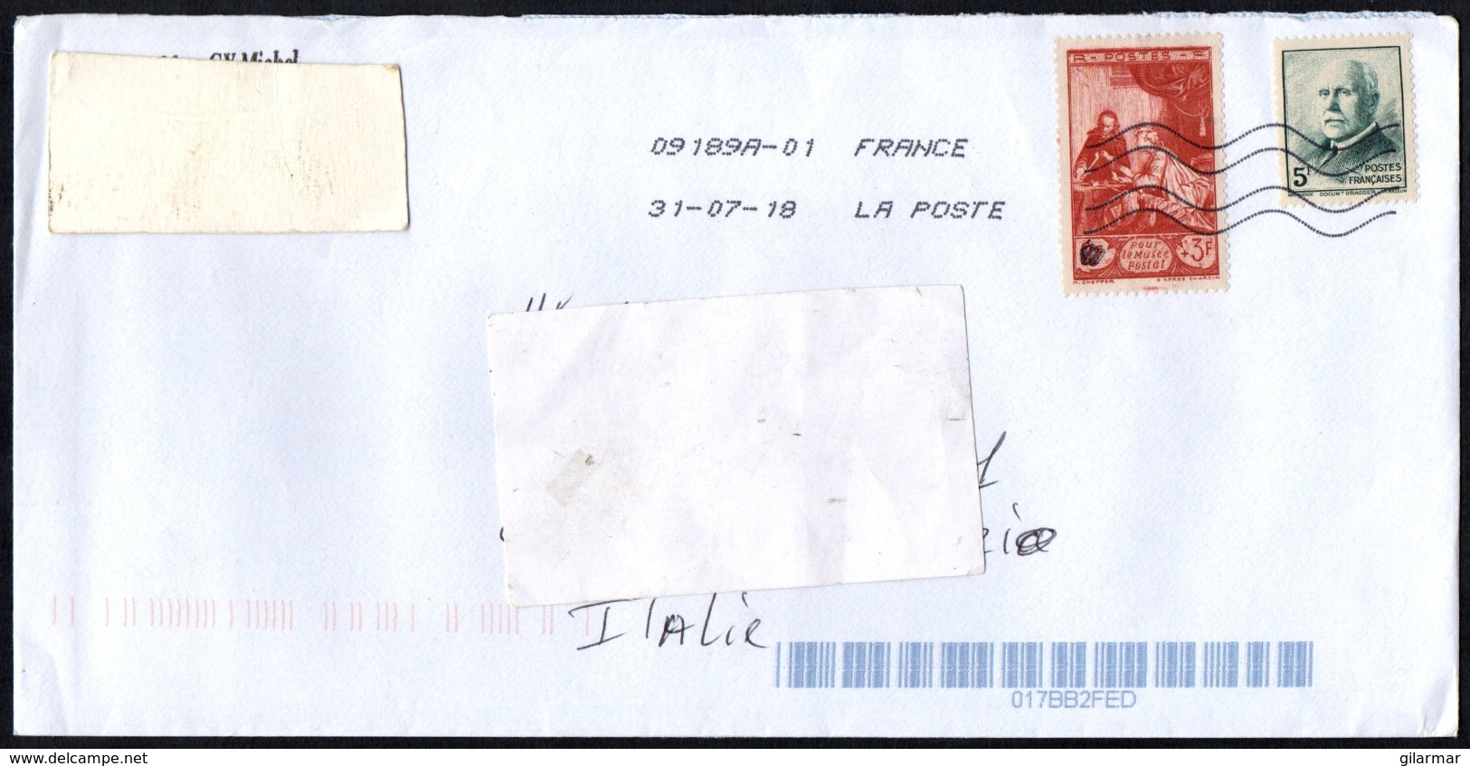 FRANCE 2018 - MAILED ENVELOPE - MARSHAL PETAIN / 1946 CHARITY STAMP - Briefe U. Dokumente