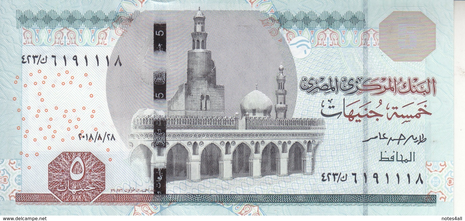 EGYPT 5 POUNDS EGP 2018 P-70b SIG/ T.AMER #24 UNC */* - Aegypten