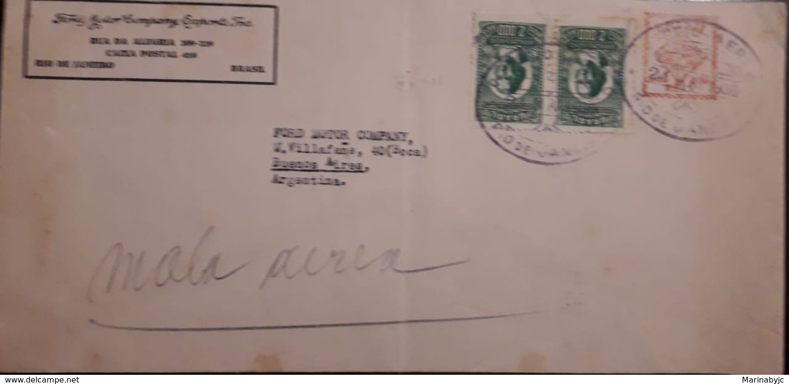 L) 1930 BRAZIL, BARTOLOMEU LOURENCO DE GUSMAO, GREEN, 2000 REIS,  CIRCULATED COVER FROM BRAZIL TO ARGENTINA, AIRMAIL - Used Stamps