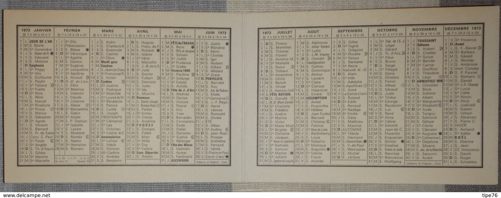 Petit Calendrier De Poche 1973 Peinture Degas Chevaux De Course Devant Les Tribunes - Reignac Etauliers - Petit Format : 1971-80