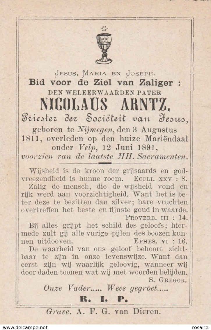 Pater Nicolaus Arntz-nijmegen 1811-velp 1891 - Devotion Images