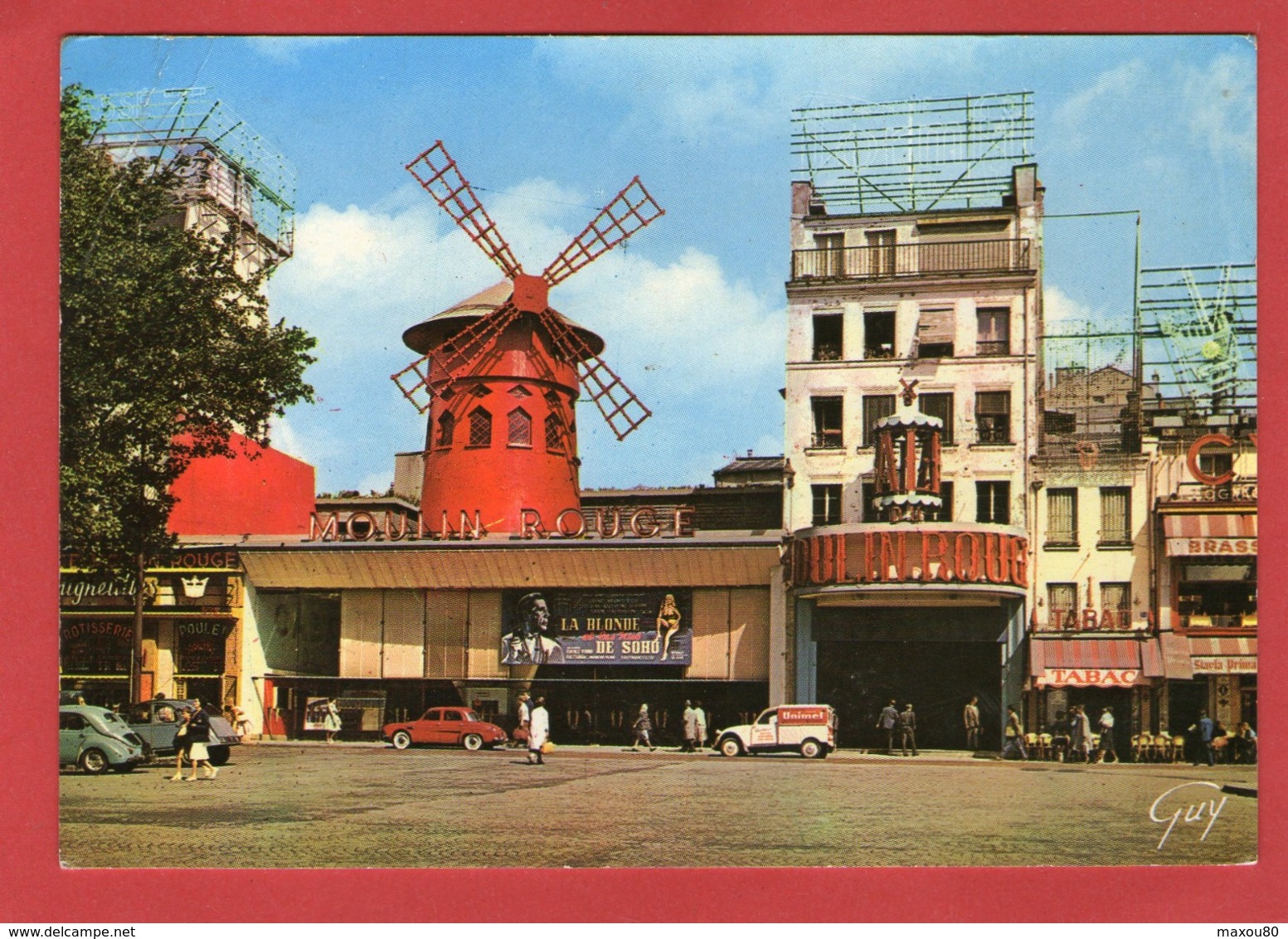 PARIS - Montmartre: La Place Blanche Et Le Moulin Rouge -  - Citroën 2CV  Camionette  UNIMEL  - - Autres & Non Classés