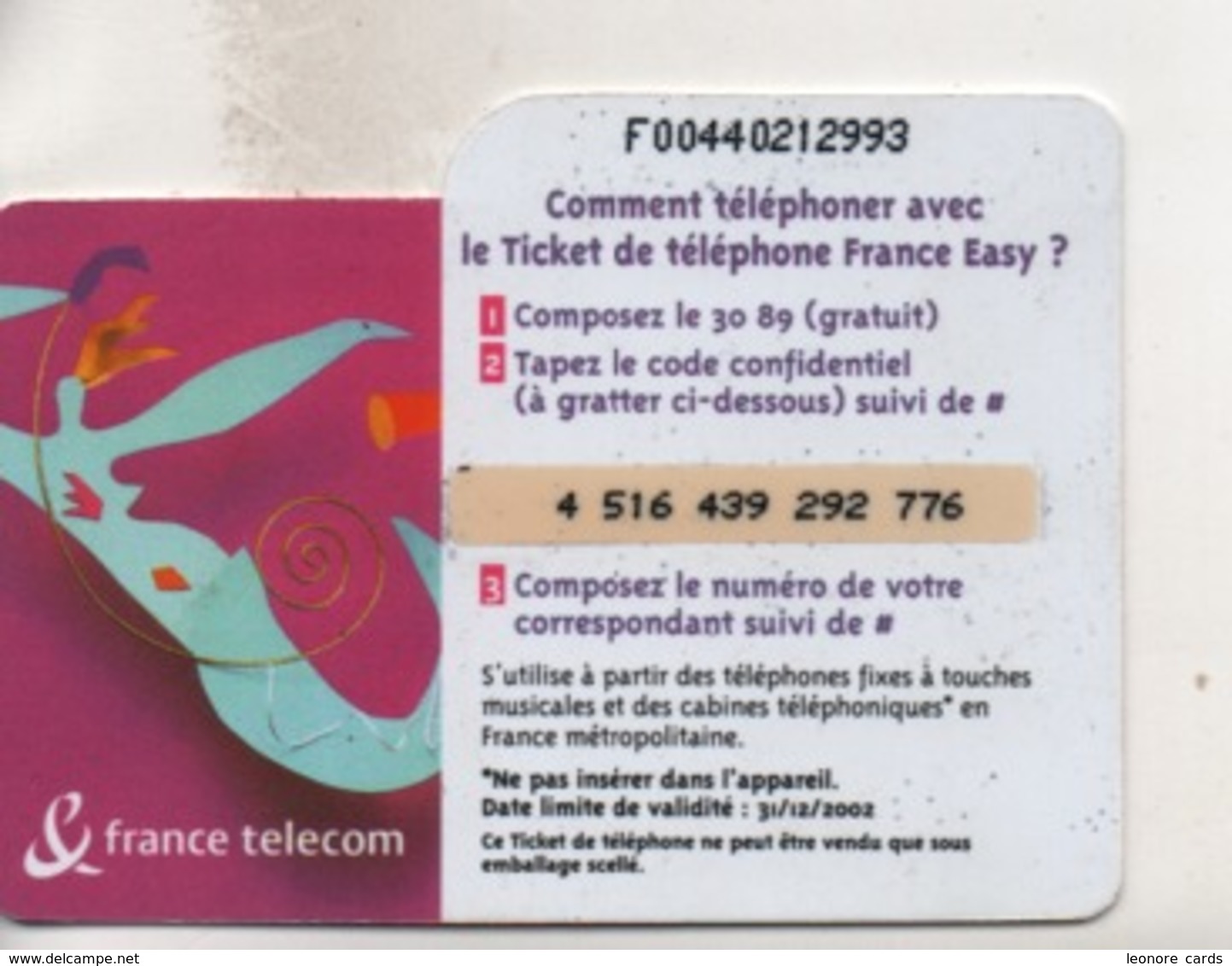 Télécartes.Le Ticket De Téléphone.50F 2002 - FT Tickets