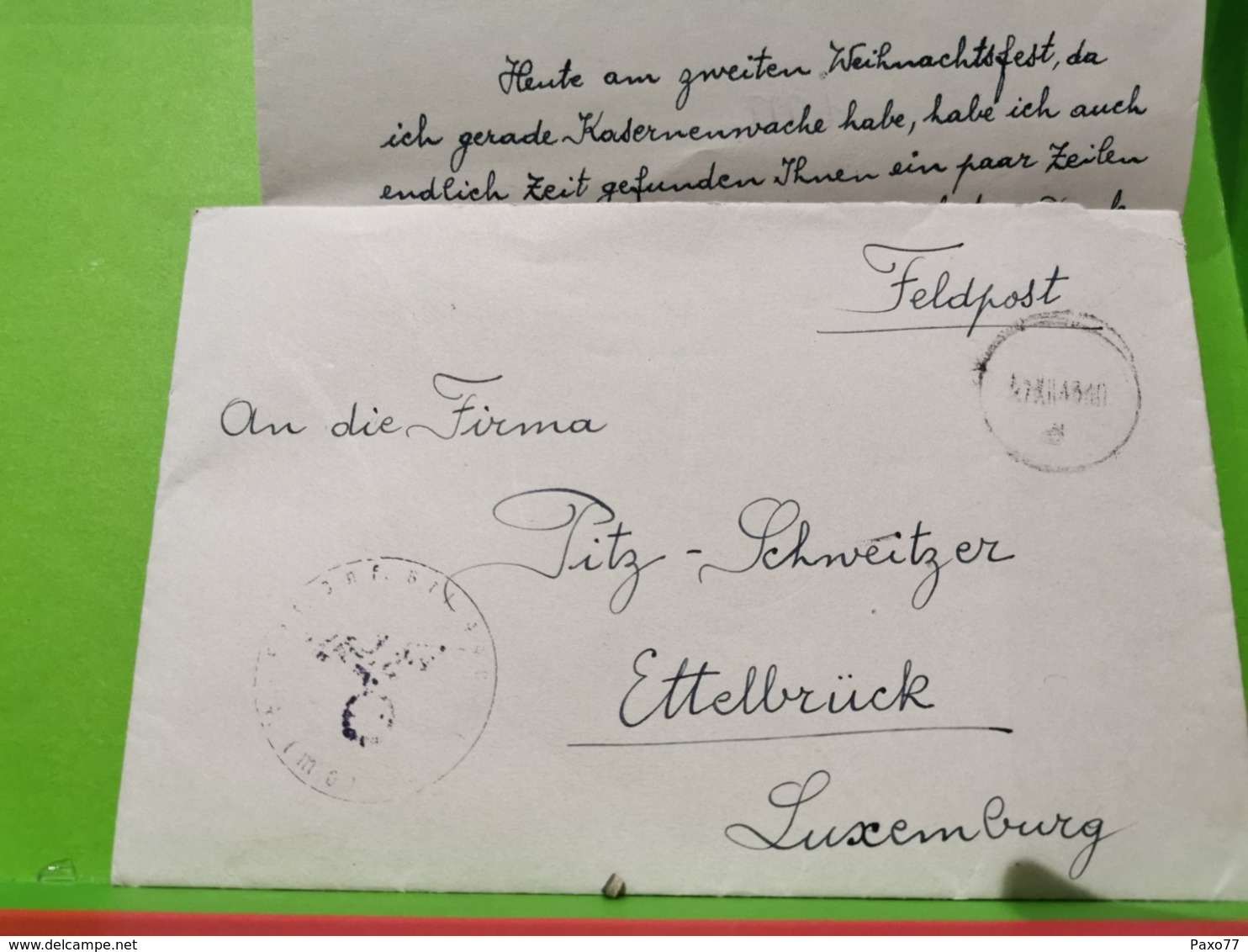 Feldpost 1943, Ettelbruck Avec Lettre, Firma Pitz-Schweitzer - 1940-1944 Deutsche Besatzung