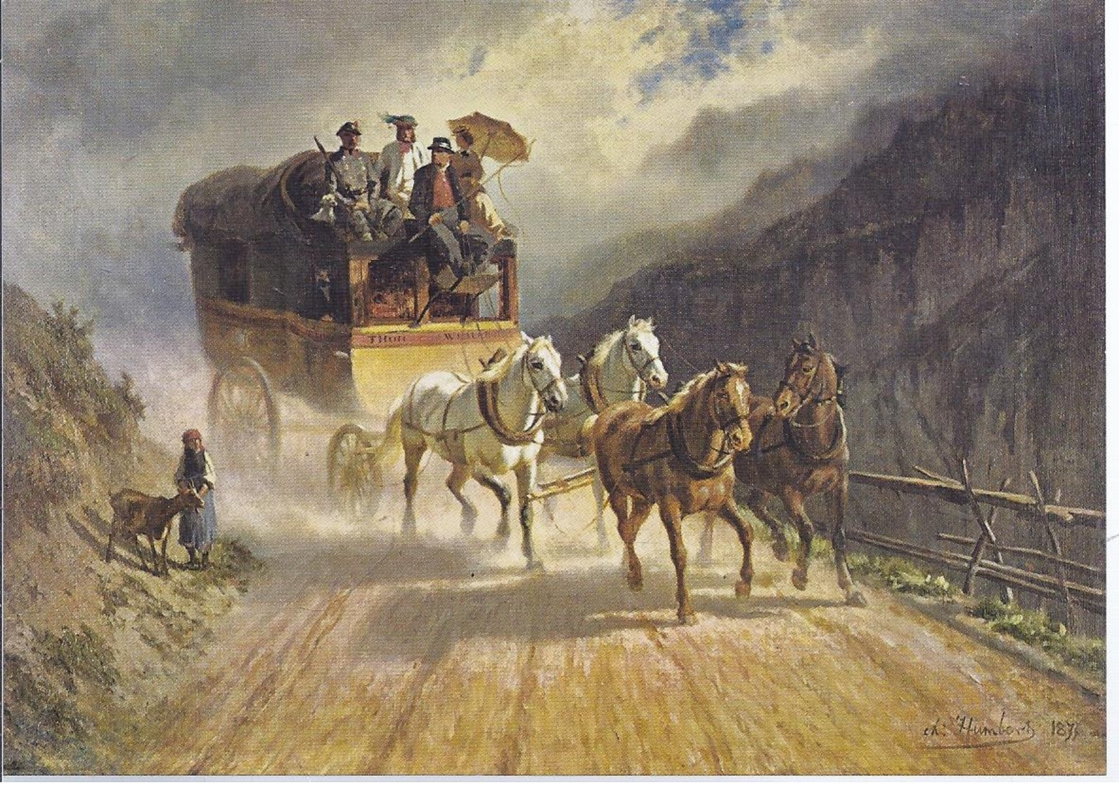 AK-div.32- 61588 - Schweiz -Charles Humbert  - Gemälde Simmentalpost - Postkutsche - Paintings