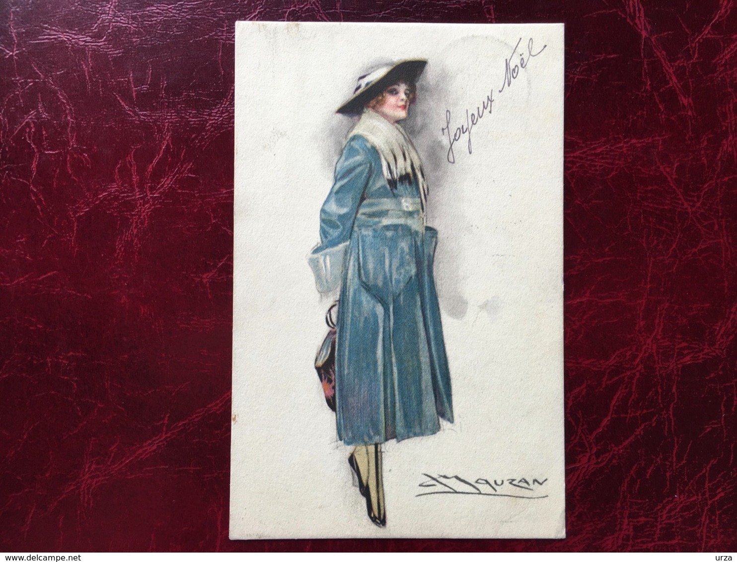 Cpa-"femme-chapeau-manteau Bleu-hiver"-Achille Lucien Mauzan (my Ref ALM5) - Mauzan, L.A.