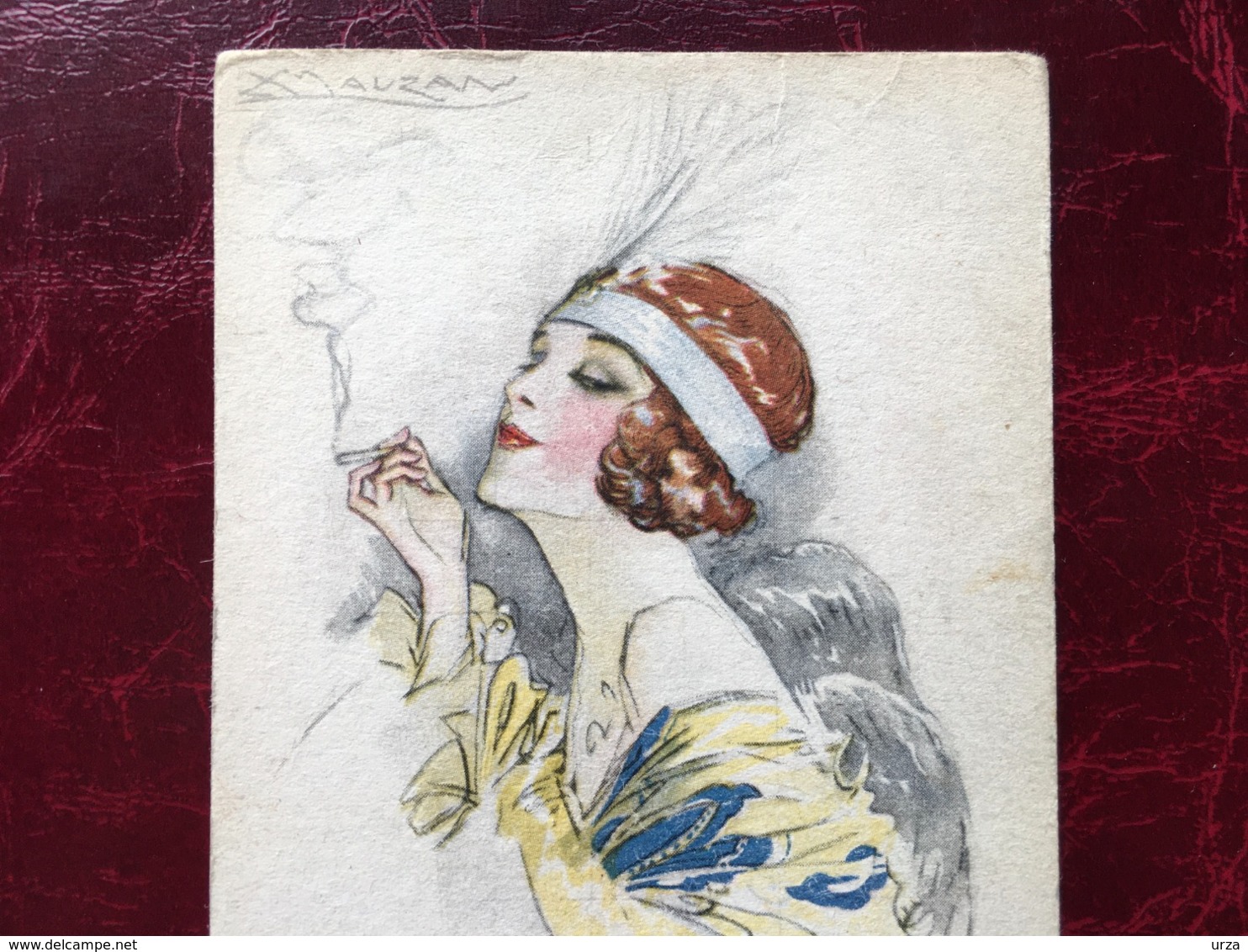 Cpa-"femme-bandeau Plume-cigarette"-Achille Lucien Mauzan (my Ref ALM11) - Mauzan, L.A.
