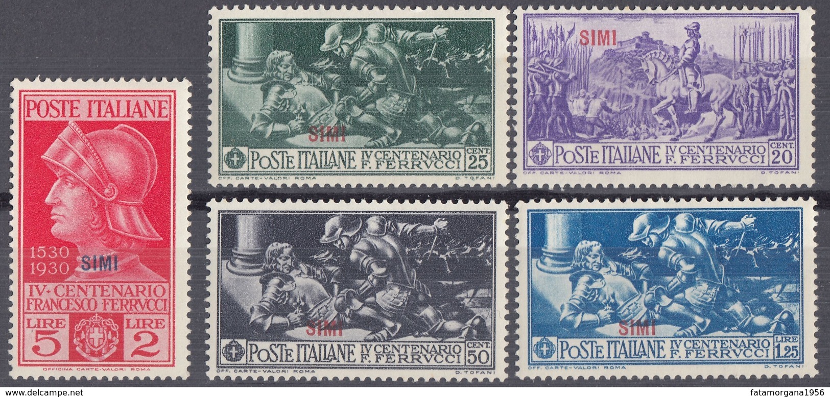 SIMI, ISOLE ITALIANE DELL'EGEO - 1930 - Serie Completa Di 5 Valori Nuovi MH/MNH: Unificato 12/16. - Egeo (Simi)