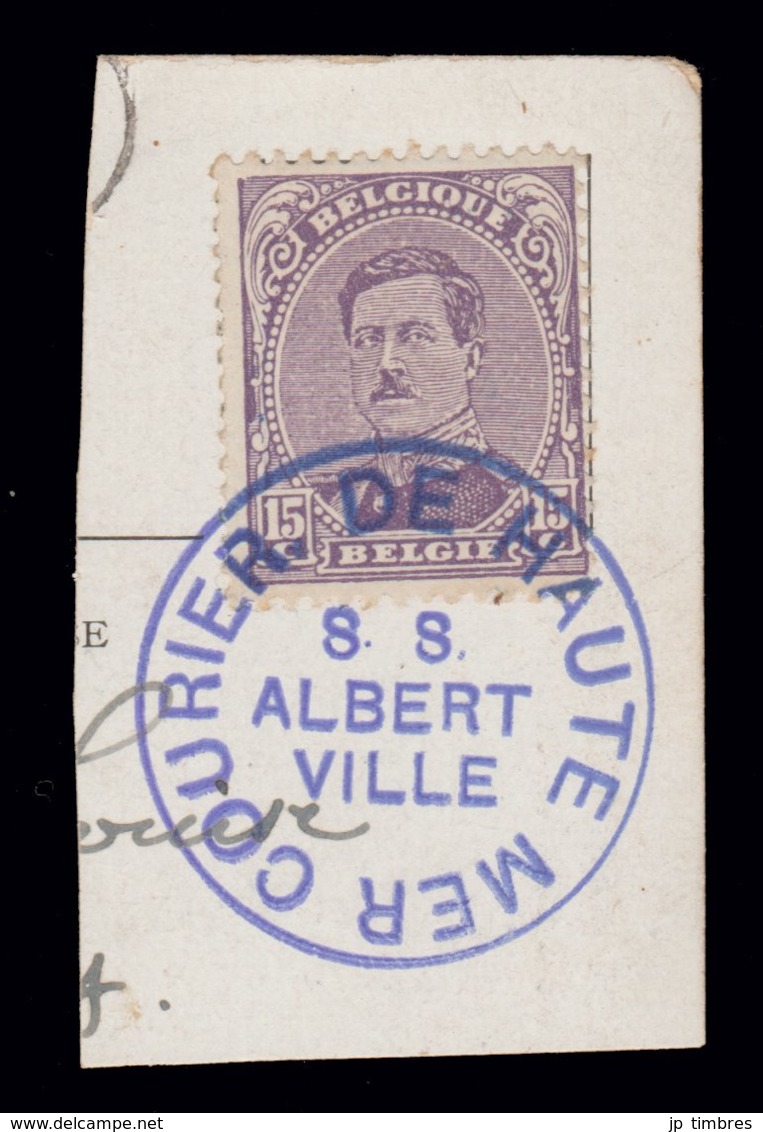 COB 139 Sur Fragment - Oblitération Spéciale - "COURIER DE HAUTE MER" - 1915-1920 Albert I