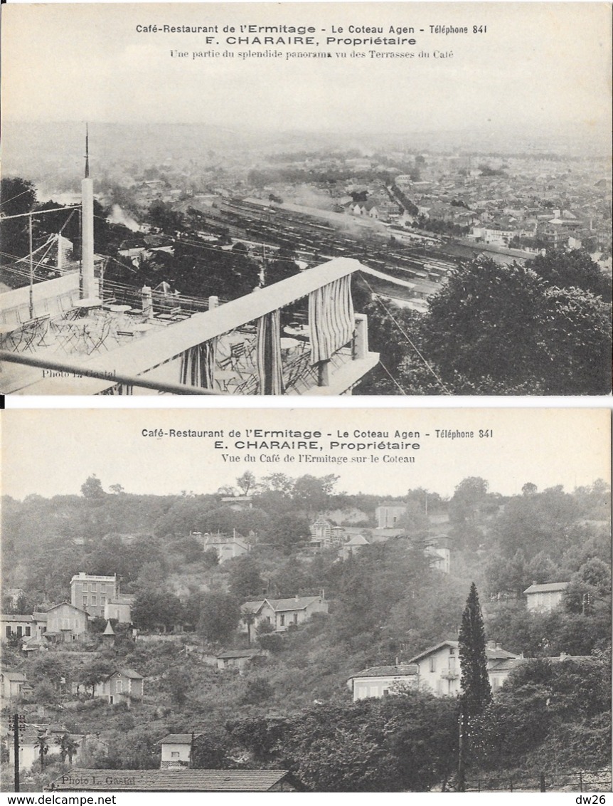 Café-Restaurant De L'Ermitage - Le Coteau Agen (E. Charaire) Lot De 4 Cartes Non Circulées, Photo L. Gastal - Ristoranti