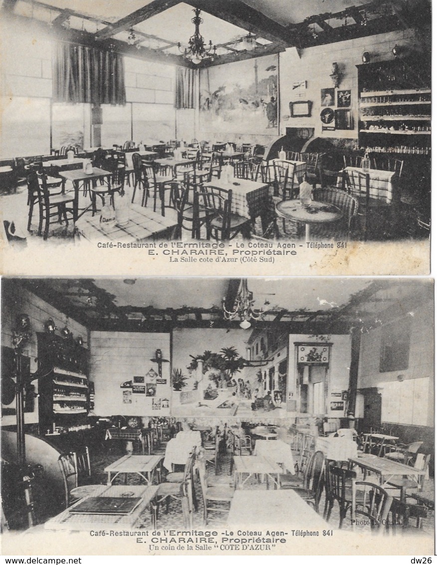 Café-Restaurant De L'Ermitage - Le Coteau Agen (E. Charaire) Lot De 4 Cartes Non Circulées, Photo L. Gastal - Ristoranti