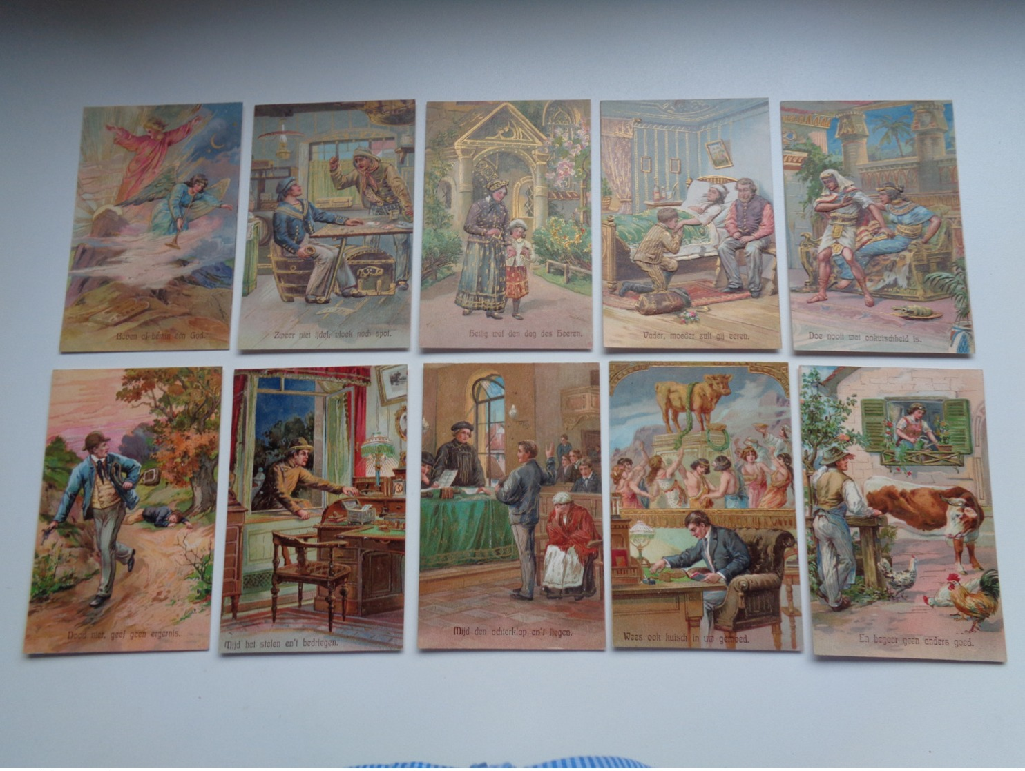 Beau Lot De 10 Cartes Postales De Fantaisie  Gaufrée  Prière    Mooi Lot 10 Postkaarten Fantasie Reliëf Gebed 10 Geboden - 5 - 99 Postkaarten