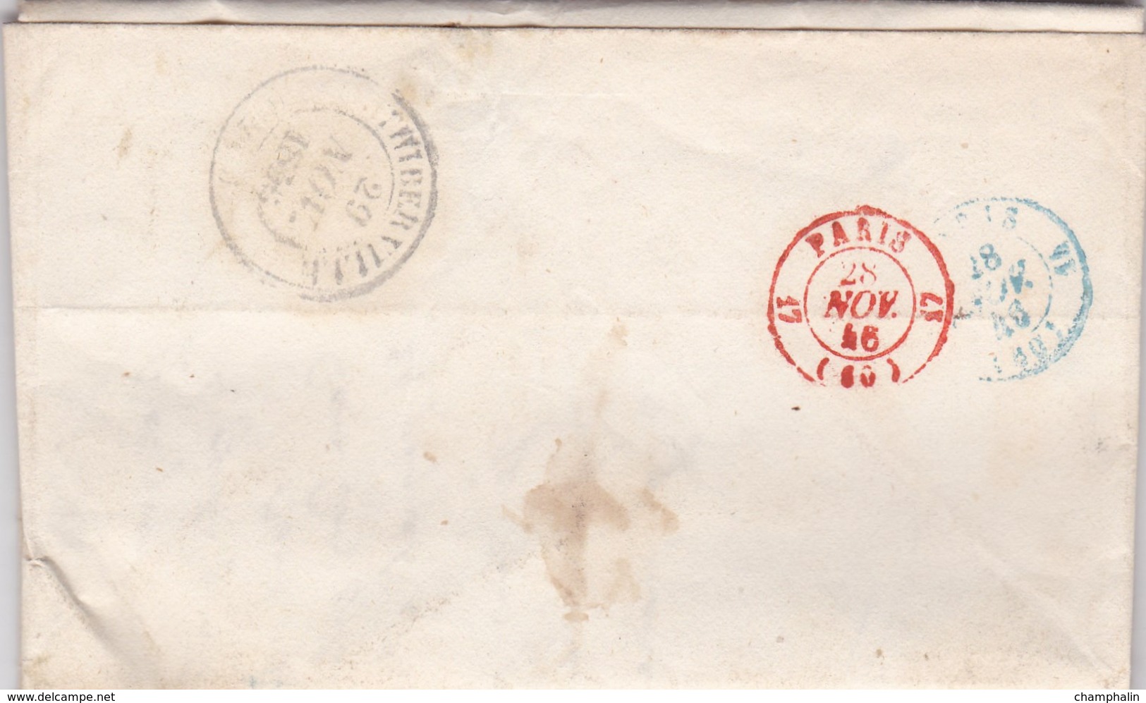 LAC De Guérande (44) Pour Drucourt (27) - 24 Novembre 1846 - CAD 13 & 14 Thiberville + 15 Paris - TM 7 + Cachet 1D - 1801-1848: Voorlopers XIX