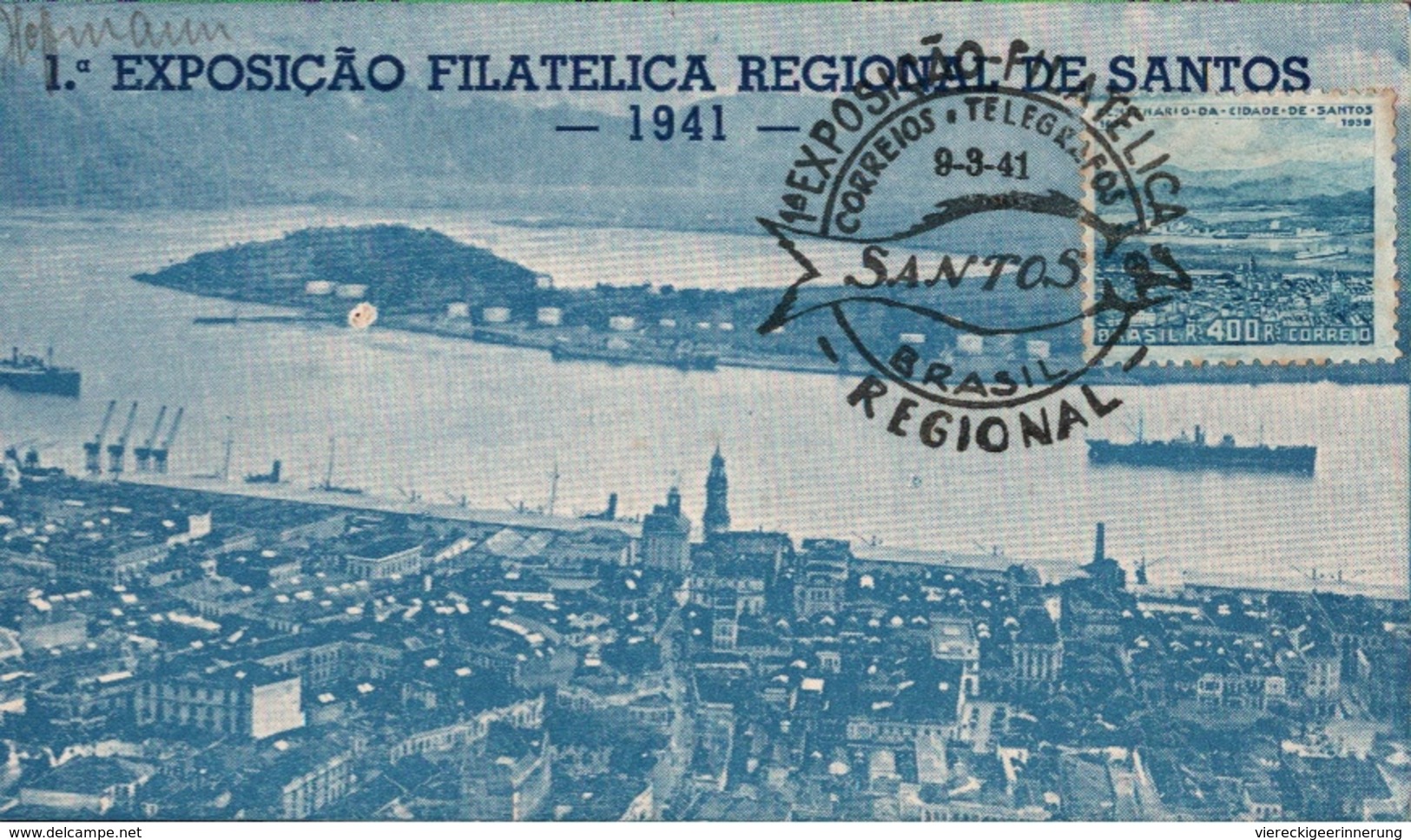 ! 1941 Maximumkarte, Maxicard, Santos, Exposicao Filatelica, Fisch, Fish, Harbor, Brasilien, Brazil - Maximum Cards