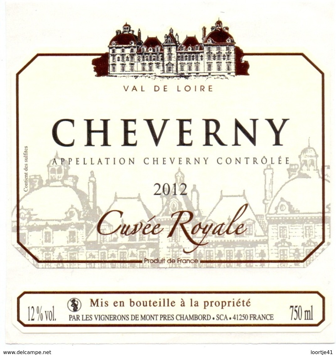 Etiket Etiquette Sticker Zelfklever - Vin - Wijn - Cheverny - 2012 - Autres & Non Classés