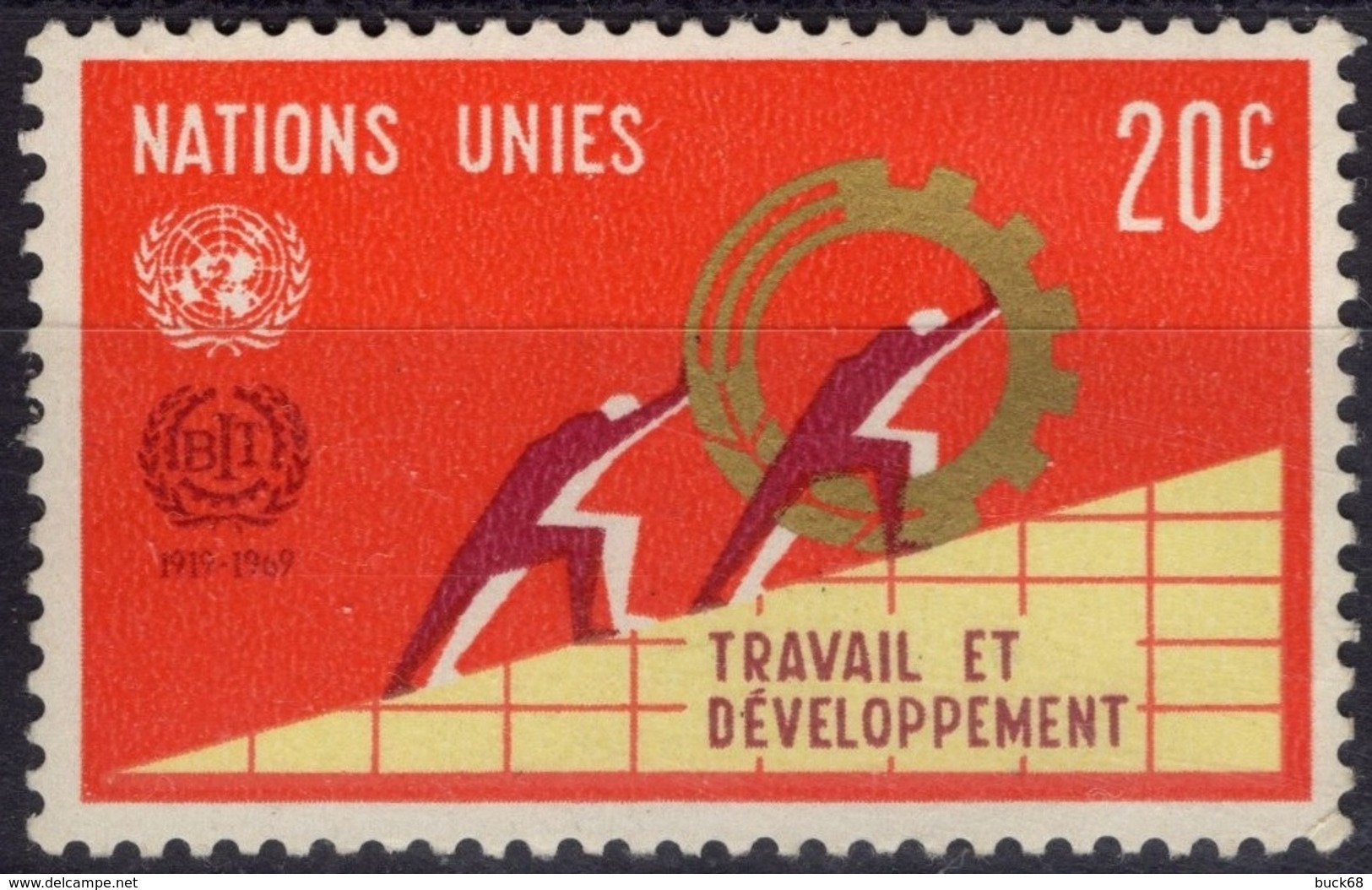 ONU UNO NEW YORK ** MNH Poste  194 BIT Bureau International Organization Roue Dentée Engrenage Travail [GR] - Neufs