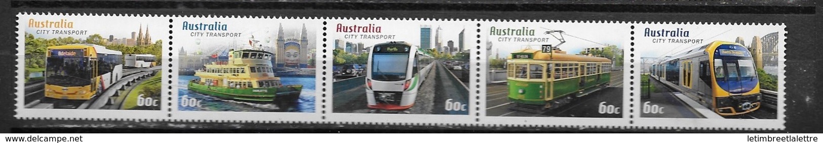 AUSTRALIE N°3559 à  3563** "Transport Urbains Train Et Ferry, Tramway - Neufs