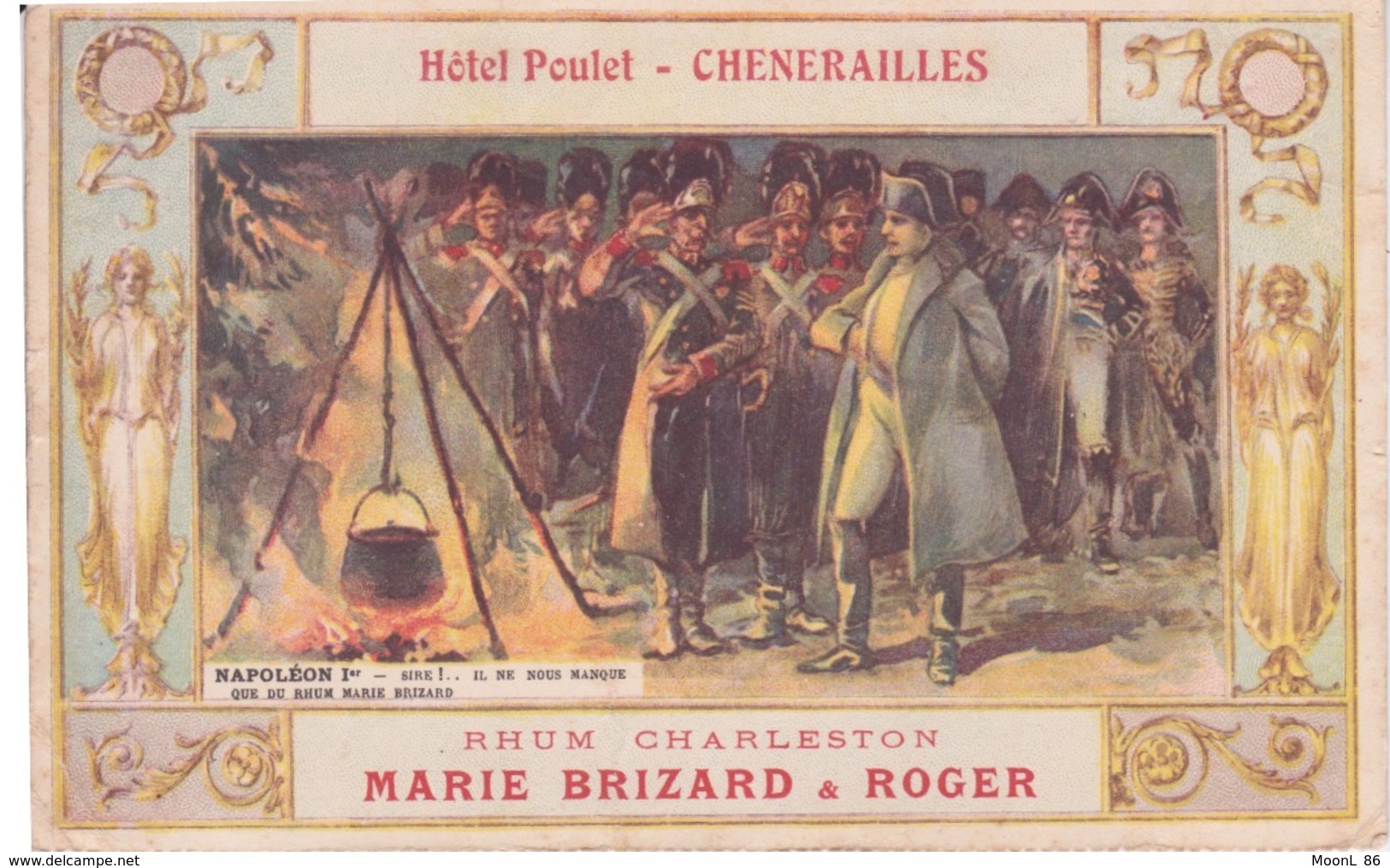 23 - CHENERAILLES - RARE DOCUMENT DE L'HOTEL POULET - PUB AVEC NAPOLEON RHUM CHARLESTON MARIE-BRIZARD & ROGER - Chenerailles