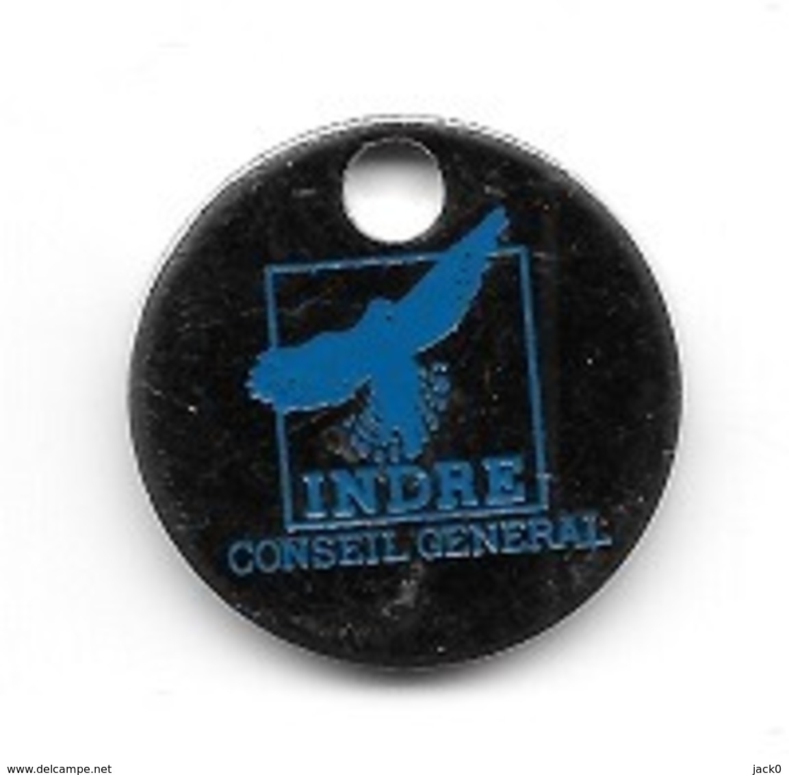 Jeton De Caddie  Département, Conseil  Général  INDRE  Avec  Oiseau  Bleu  Verso  Vierge  ( 36 ) - Trolley Token/Shopping Trolley Chip