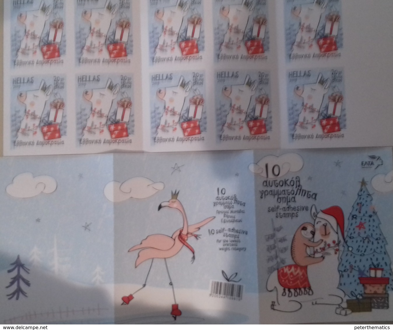 GREECE, 2019, MNH, CHRISTMAS, LAMAS, SA BOOKLET OF 10v - Christmas