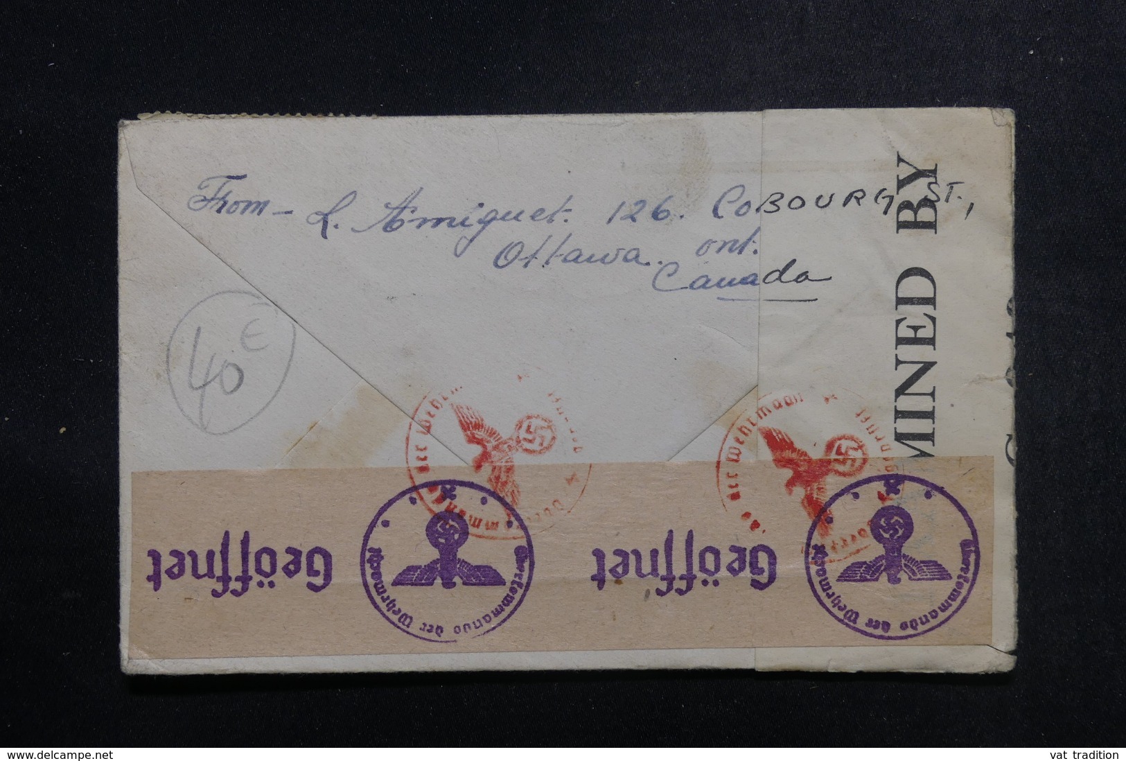 CANADA - Enveloppe De Ottawa Pour La Suisse En 1944 Avec Contrôle Postaux, Affranchissement Plaisant - L 48141 - Cartas