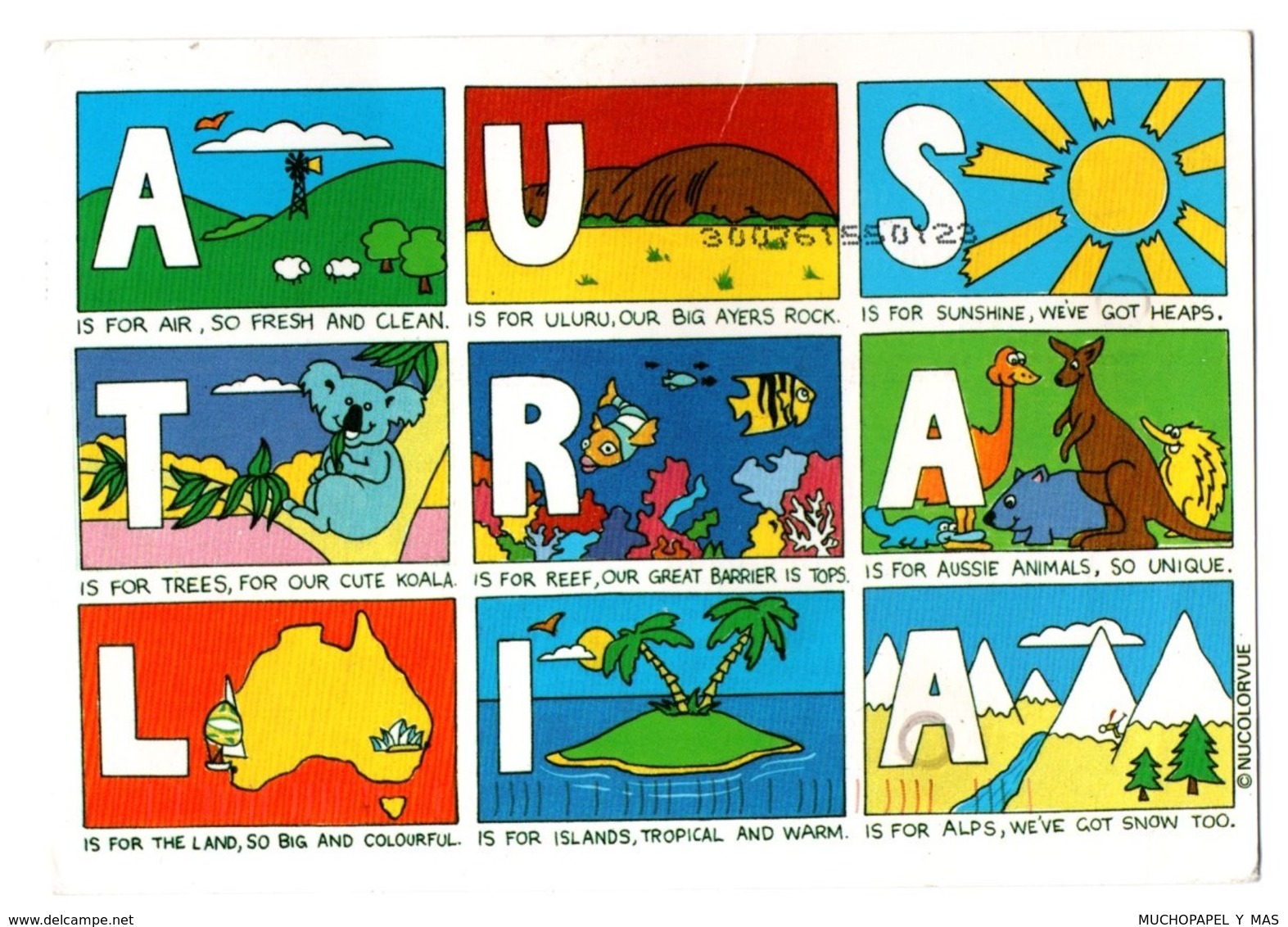 POSTAL POST CARD AUSTRALIA AUSTRALIE IS FOR...AIR ULURU SUNSHINE TREES KOALA REEF AUSSIE ANIMALS LAND ISLANDS ALPS...... - Otros & Sin Clasificación