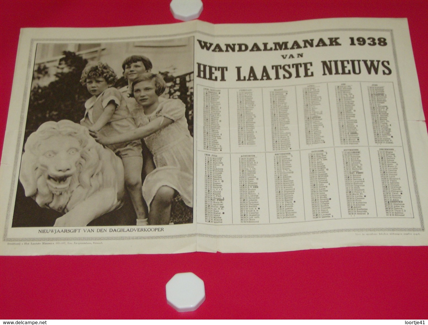 Kalender Calendrier - 1938 - Pub Reclame Het Laatste Nieuws - 3 Koningskinderen - Grand Format : 1921-40