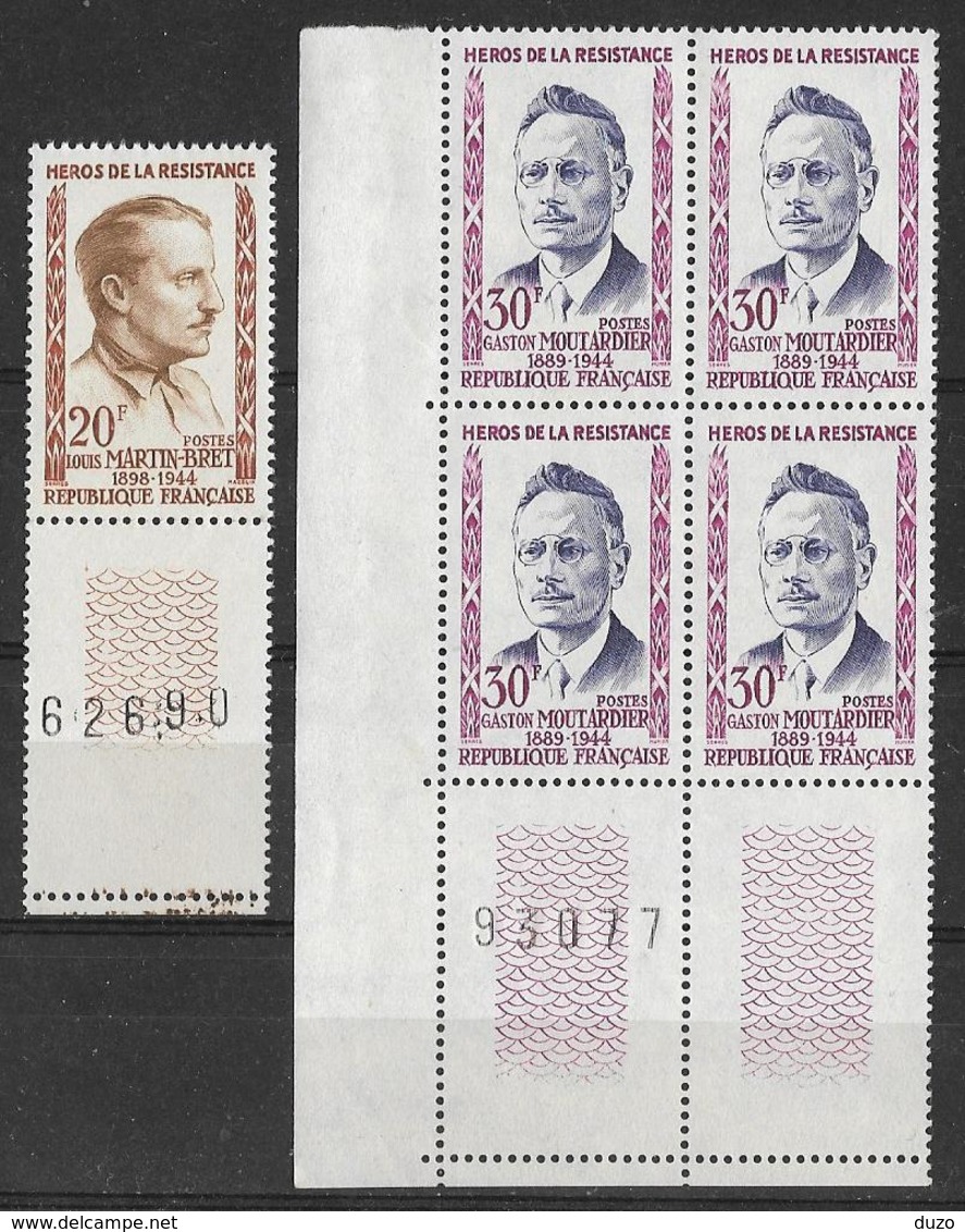 France 1959 - Héros De La Résistance -  1X1 Y&T N°1201 + Bloc De 4 Y&T N°1202 ** Neufs Luxe 1er Choix (gomme Intacte) - Unused Stamps