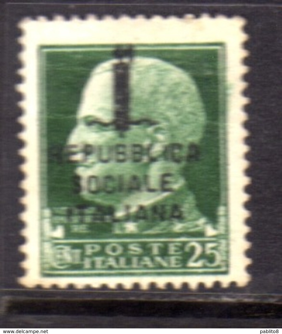 ITALIA REGNO ITALY KINGDOM RSI 1944 IMPERIALE DEL 1929 SOPRASTAMPATO REPUBBLICA SOCIALE ITALIANA CENT 25c  USATO USED - Oblitérés