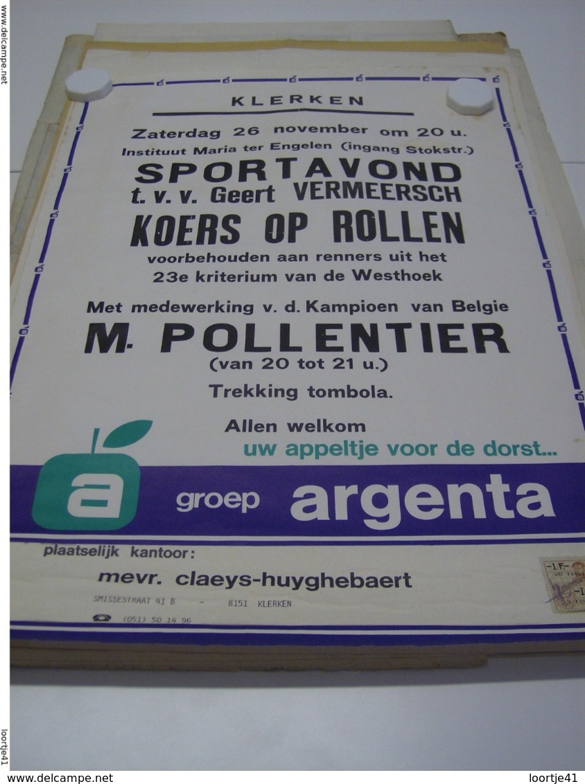 Affiche Poster - Klerken - Sportavond Koers Op Rollen Tvv Geert Vermeersch - Mmv Michel Pollentier - Affiches