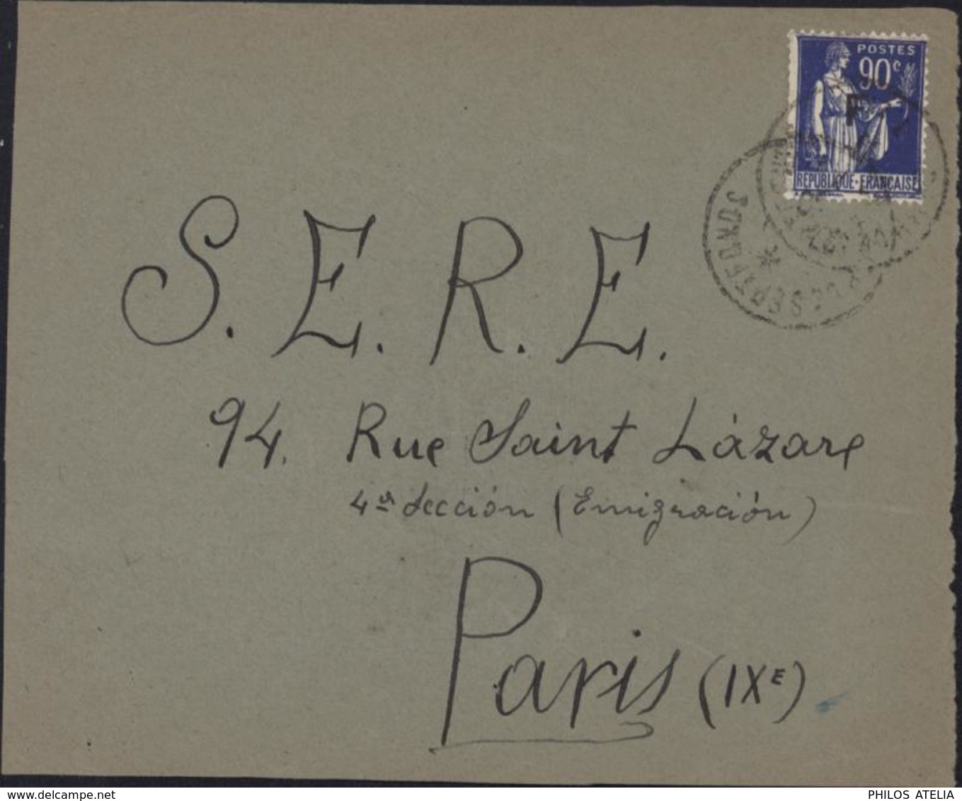 Guerre D'Espagne YT FM 10 CAD Camp Septfonds 27 ? 39 Pour SERE S.E.R.E. Service éducation Réfugiés Espagnols - Guerre De 1939-45