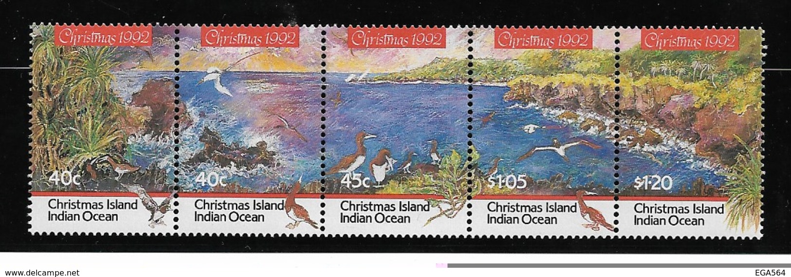 M16 - CHRISTMAS ISLAND - 381/385**MNH De 1992 Se Tenant - Bord De Mer Et Oiseaux - Faune - - Christmas Island