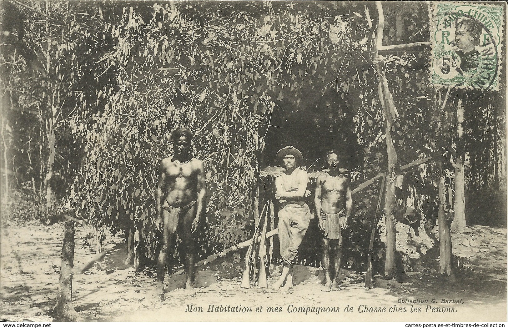 * Mon Habitation Et Mes Compagnons De Chasse Chez Les Penons , CPA ANIMEE , 1910 - Vietnam