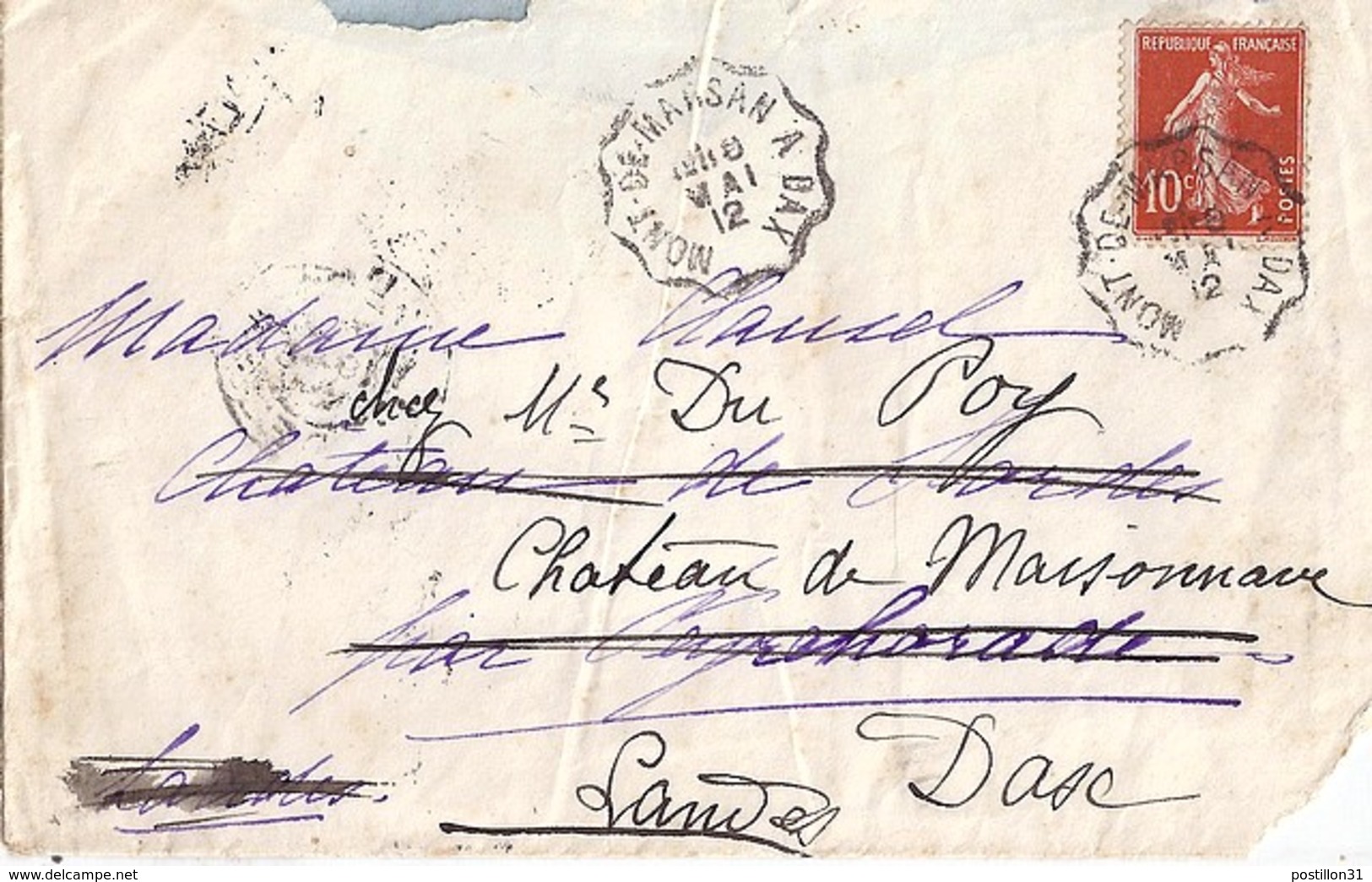 40 - LANDES - MONT DE MARSAN A DAX  TàD DE TYPE CCL2 / 1912 - Handstempel