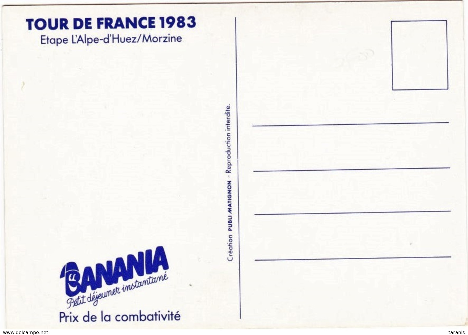 BANANIA - Tour De France 1983 - APNEE, ENFANT, CYCLISME, SPORT, ALPE D'HUEZ-MORZINE - CPM TBon Etat (voir Scan) - Schildpadden