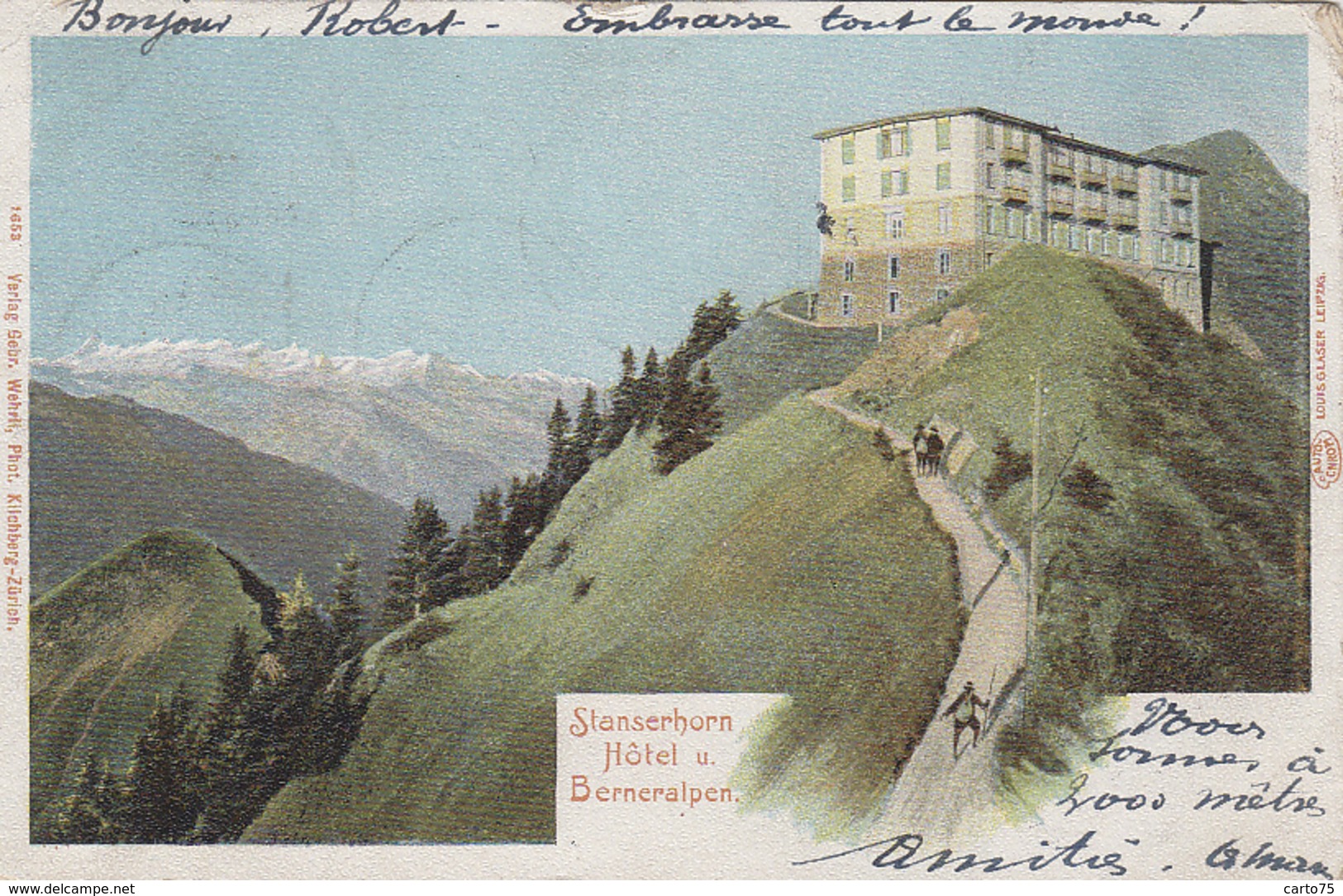 Suisse - Stanserhorn - Hotel Und Berneralpen - Postmarked Stans 1902 Paris - Cachet Hotel Stanserhorn - Stans