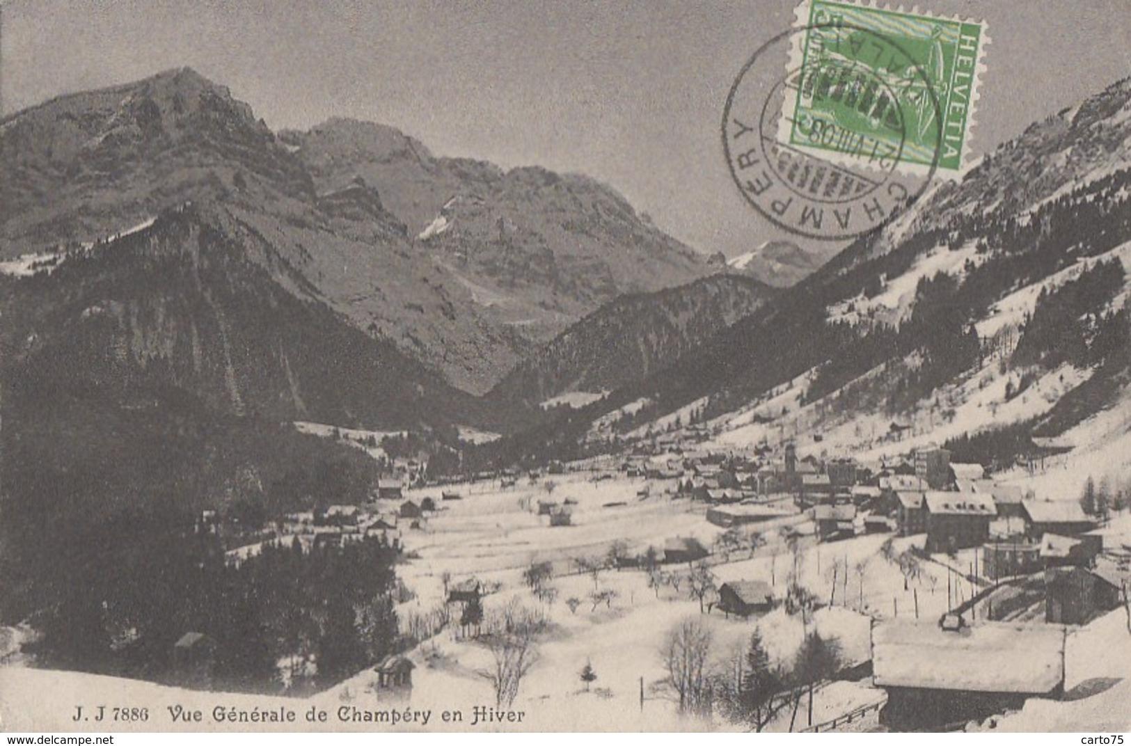 Suisse - Champéry - Vue Générale En Hiver - Postmarked 1908 - Champéry