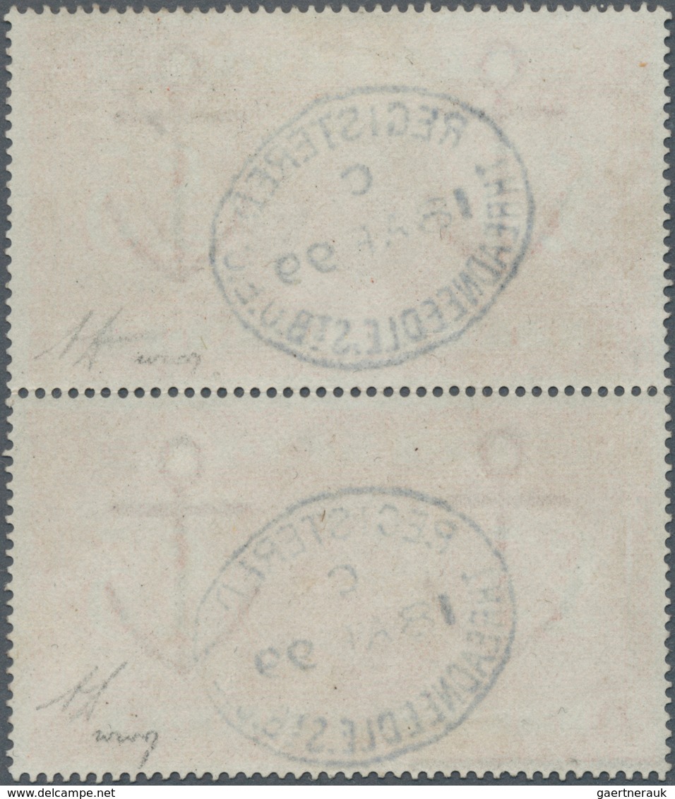 Großbritannien: 1882: 5 £ Orange On White Paper, Vertical Pair "AM-AN", Each Stamp Centrally Cancell - Autres & Non Classés