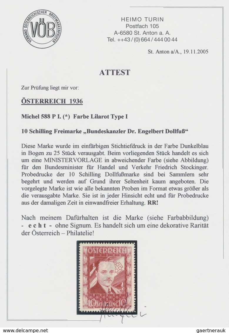 Österreich: 1936, 10 Schilling Freimarke "Bundeskanzler Dr. Engelbert Dollfuß". Diese Marke Wurde Im - Storia Postale