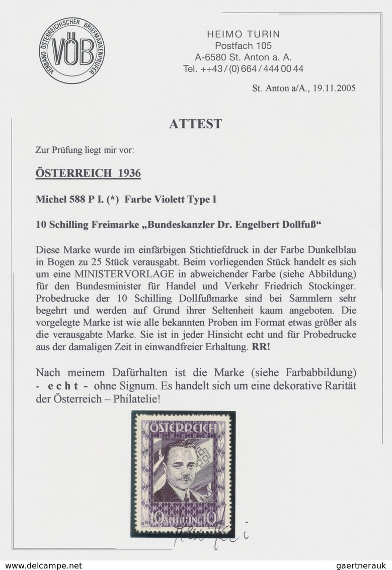 Österreich: 1936, 10 Schilling Freimarke "Bundeskanzler Dr. Engelbert Dollfuß". Diese Marke Wurde Im - Lettres & Documents