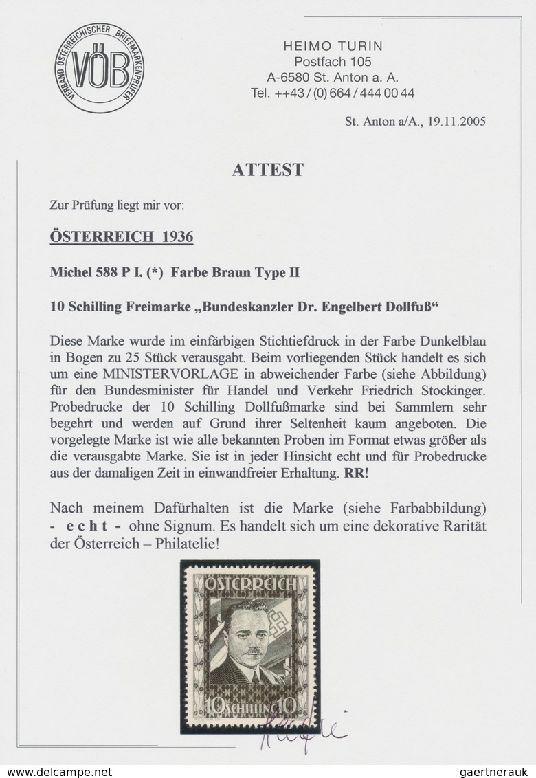 Österreich: 1936, 10 Schilling Freimarke "Bundeskanzler Dr. Engelbert Dollfuß". Diese Marke Wurde Im - Storia Postale