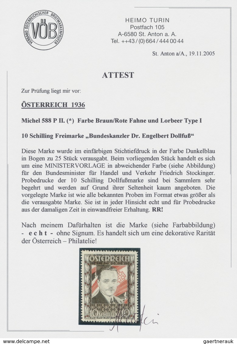 Österreich: 1936, 10 Schilling Freimarke "Bundeskanzler Dr. Engelbert Dollfuß". Diese Marke Wurde Im - Briefe U. Dokumente