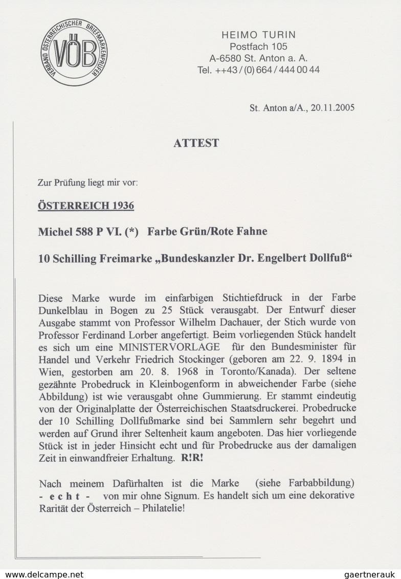 Österreich: 1936, 10 Schilling Freimarke "Bundeskanzler Dr. Engelbert Dollfuß". Diese Marke Wurde Im - Cartas & Documentos