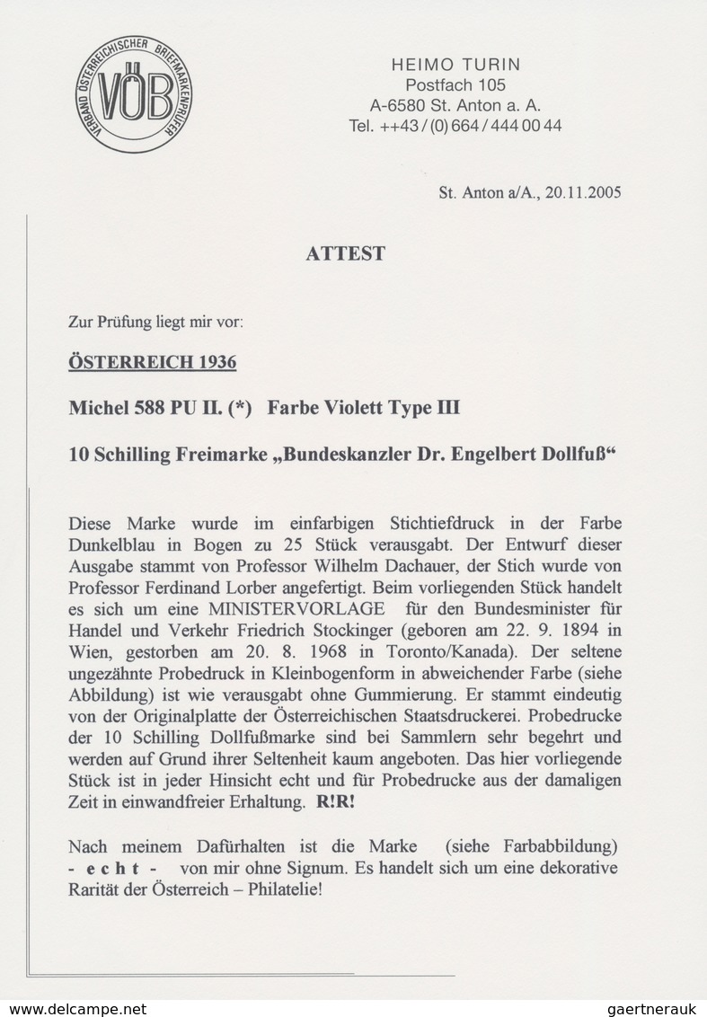 Österreich: 1936, 10 Schilling Freimarke "Bundeskanzler Dr. Engelbert Dollfuß". Diese Marke Wurde Im - Briefe U. Dokumente