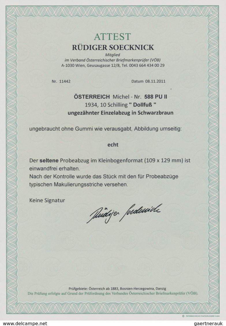 Österreich: 1936, 10 Schilling "Bundeskanzler Dr. Engelbert Dollfuß", Ungezähnter Einzelabzug In Sch - Covers & Documents