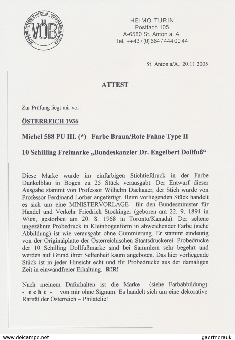 Österreich: 1936, 10 Schilling Freimarke "Bundeskanzler Dr. Engelbert Dollfuß". Diese Marke Wurde Im - Cartas & Documentos