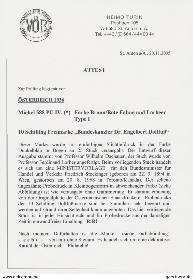 Österreich: 1936, 10 Schilling Freimarke "Bundeskanzler Dr. Engelbert Dollfuß". Diese Marke Wurde Im - Lettres & Documents