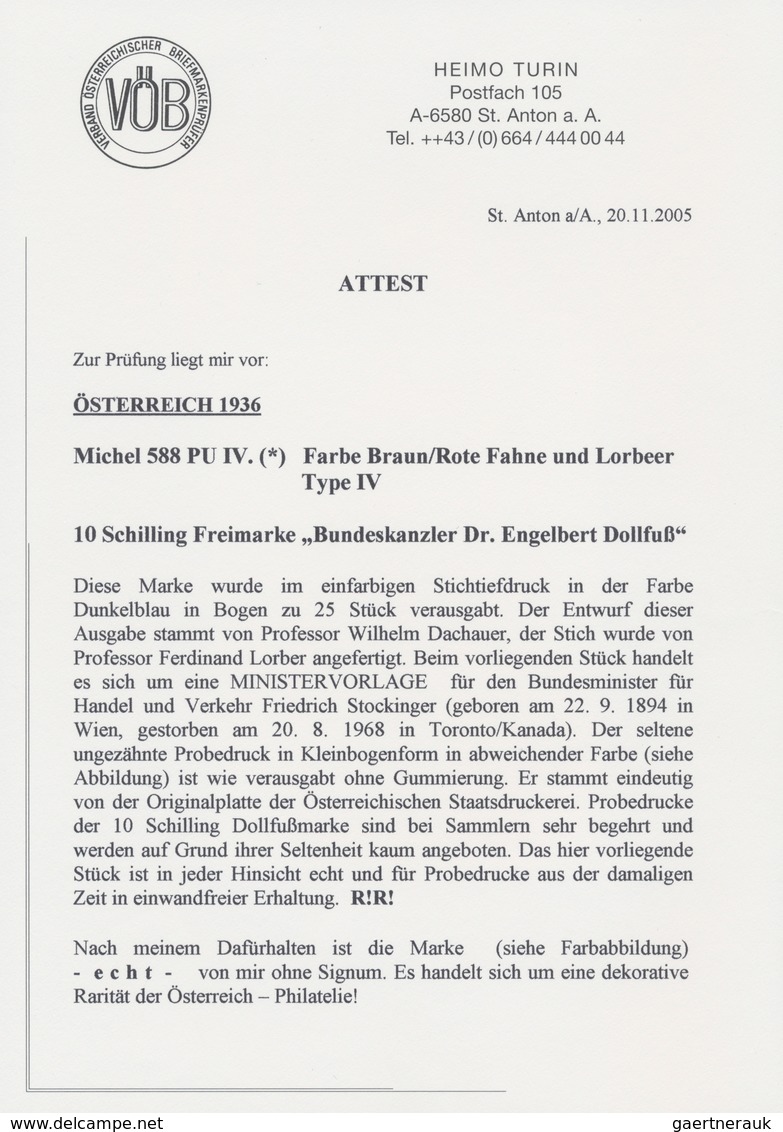 Österreich: 1936, 10 Schilling Freimarke "Bundeskanzler Dr. Engelbert Dollfuß". Diese Marke Wurde Im - Lettres & Documents