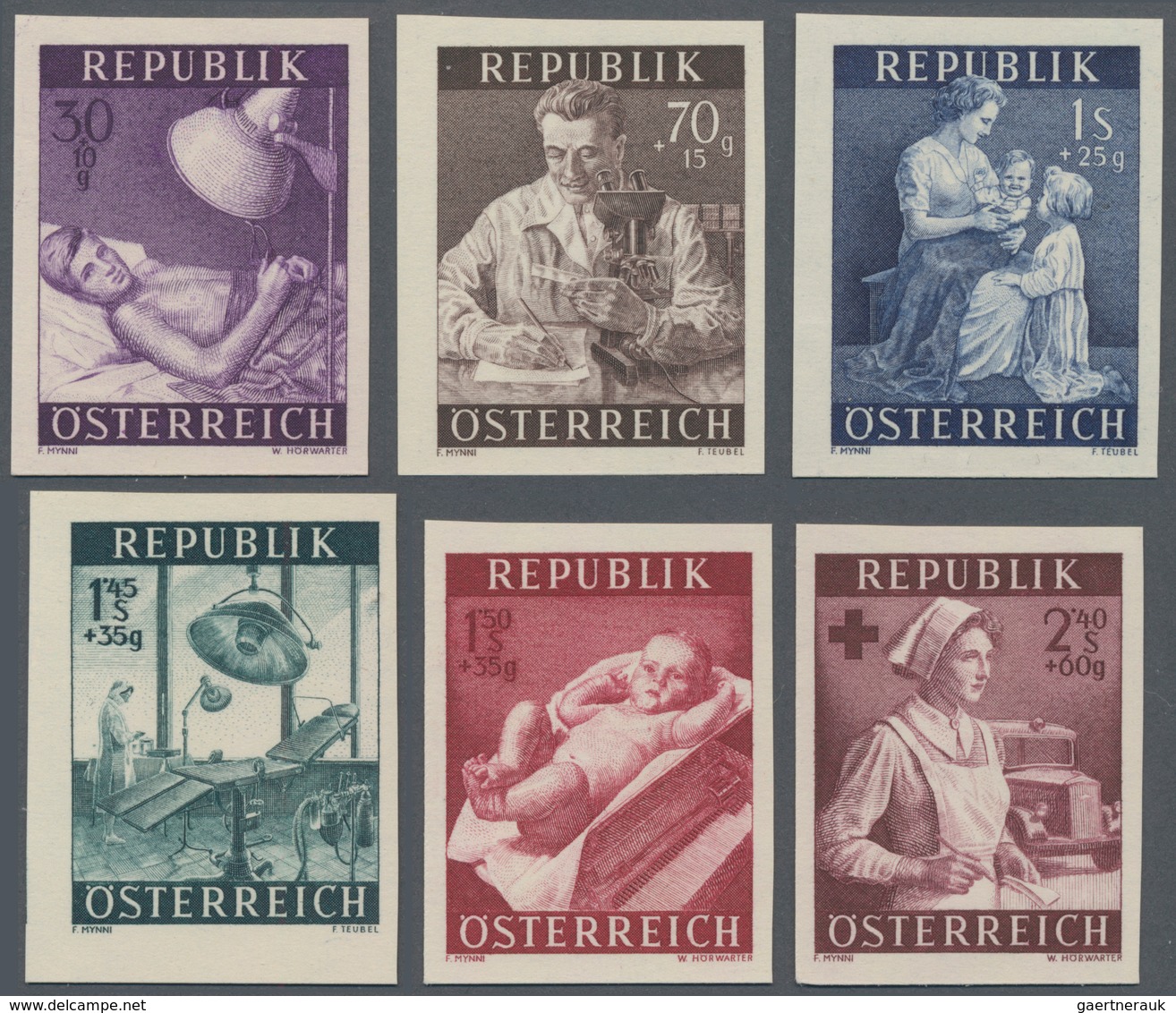 Österreich: 1954. Gesundheitsfürsorge. Set Mit Allen 6 Werten Je UNGEZÄHNT, Postfrisch. (ANK 1008/13 - Covers & Documents